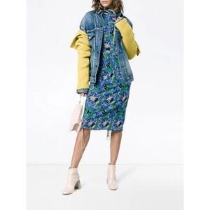 Marni viscose Blue Floral  Print Bodycon Dress size 40 / US 8